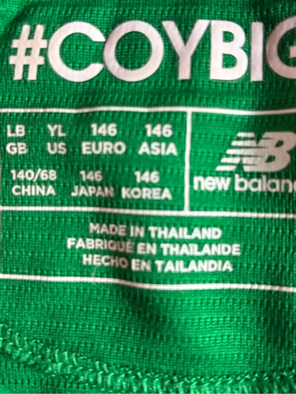 New Balance Kids Ireland Green Soccer Jersey with White & Red Accents Large Size